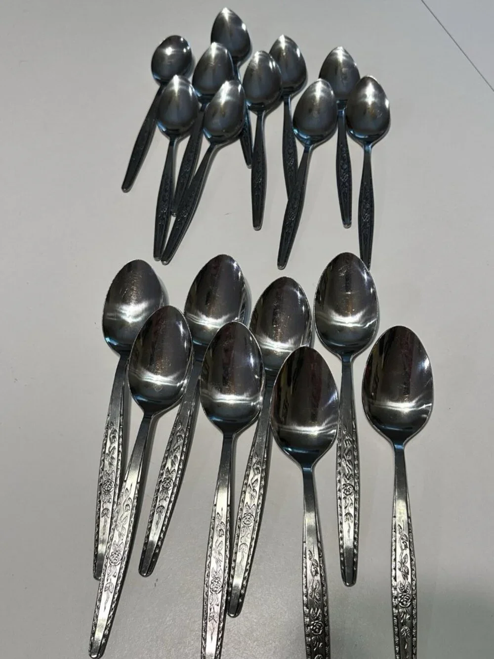 38 pc Vintage MCM Interpur INR7 Stainless Flatware Spoons Forks Knives Floral